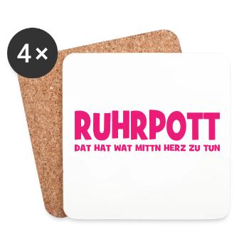 Ruhrpott - Dat hat wat mittn Herz zu tun - Zeche - Untersetzer (4er-Set) - Weiß - Vorne