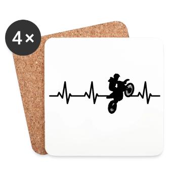 Pilotes de motocross Heart Line - Dessous de verre (lot de 4) - blanc - Devant