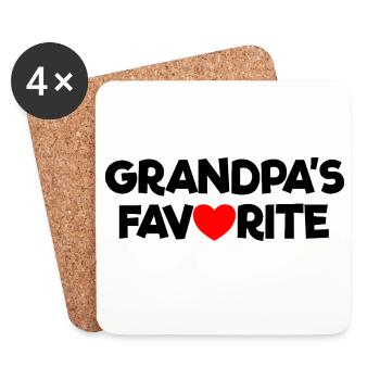 Favorite grandchild Red heart Grandpa's favorite - Coasters (set of 4) - white - Front