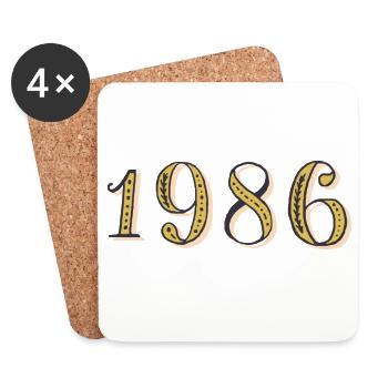 Geburtstagsgeschenk 1986 Vintage 1986 - Untersetzer (4er-Set) - Weiß - Vorne