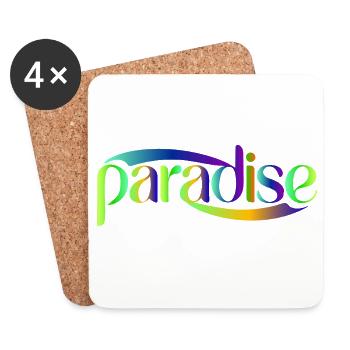 Paradise Rainbow Script Design - Coasters (set of 4) - white - Front