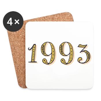 1993 Vintage 1993 Birthday Gift - Coasters (set of 4) - white - Front