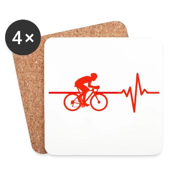 Bicycle heartbeat, pedal power! Heartbeat - Coasters (set of 4) - white - Front