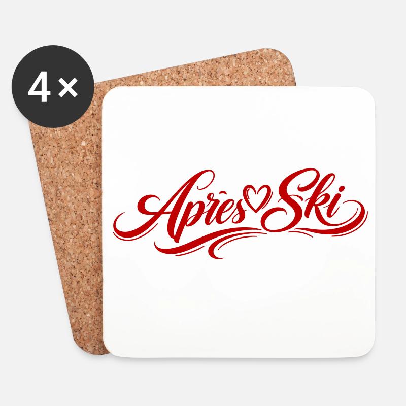 Apres Ski Herz - Untersetzer (4er-Set) - Weiß