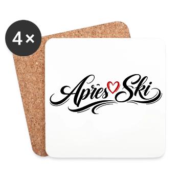Après-ski heart love - Coasters (set of 4) - white - Front