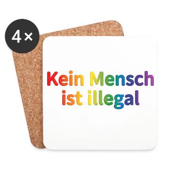 Kein Mensch ist illegal Regenbogen - Untersetzer (4er-Set) - Weiß - Vorne