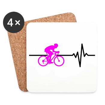 ROAD BIKE RIDING BIKE HEARTBEAT PINK BIKE - Coasters (set of 4) - white - Front