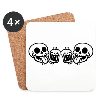 Bière de l’équipe Skeleton - Dessous de verre (lot de 4) - blanc - Devant
