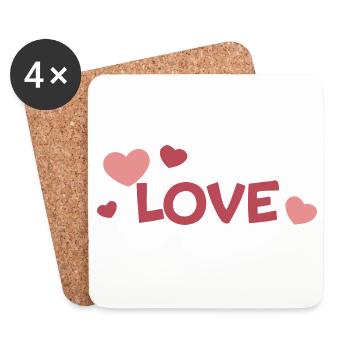 LOVE and Pastel Hearts Fancy Drawing - Coasters (set of 4) - white - Front