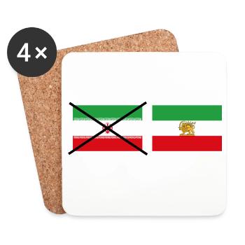 Design graphique du drapeau iranien traversé - Dessous de verre (lot de 4) - blanc - Devant