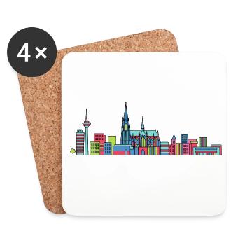Cathédrale Skyline de la ville de Cologne Art moderne en ligne - Dessous de verre (lot de 4) - blanc - Devant