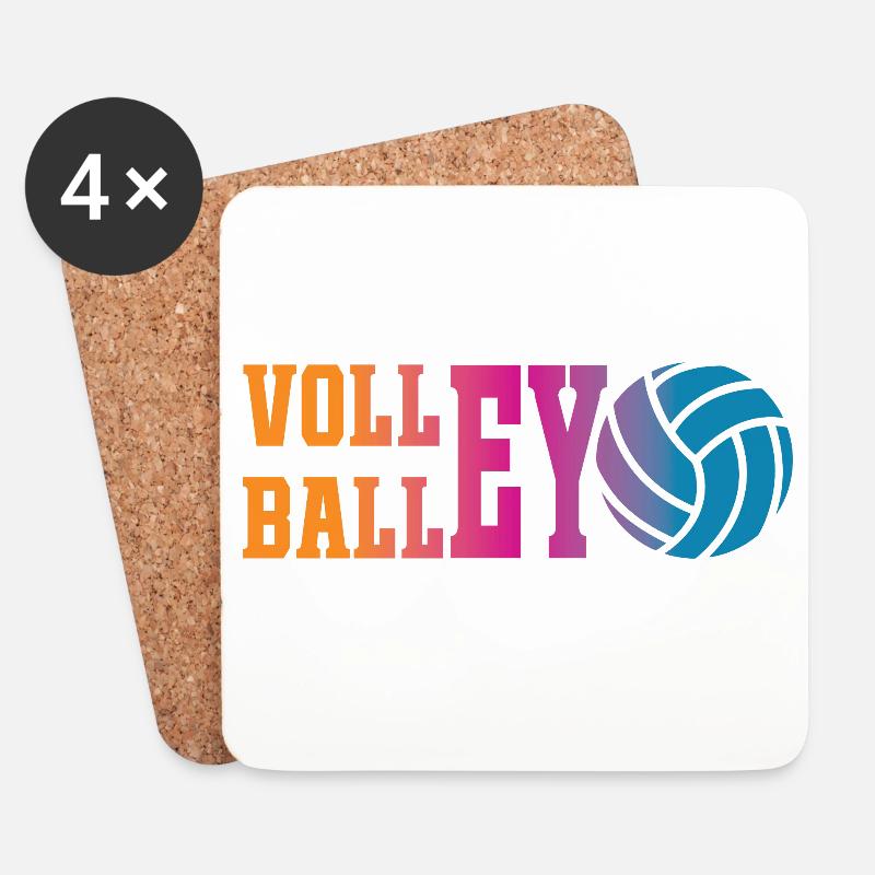 Buntes Volleyball - Untersetzer (4er-Set) - Weiß