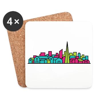 Silhouette moderne de la ligne d’horizon de Livingston City - Dessous de verre (lot de 4) - blanc - Devant