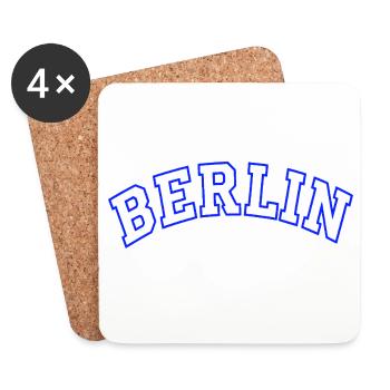 Berlin Outline in Electric Blue - Coasters (set of 4) - white - Front