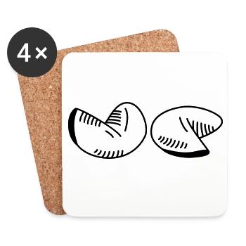 Motif de biscuit chinois – sagesse et humour unis ! - Dessous de verre (lot de 4) - blanc - Devant