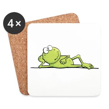 Kiss Me Märchen Frosch Cooler Frosch  - Untersetzer (4er-Set) - Weiß - Vorne
