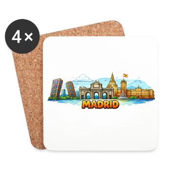 Madrid Skyline Stadt - Untersetzer (4er-Set) - Weiß - Vorne