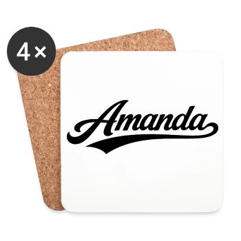 Amanda Nom, premier nom de famille, cadeaux de famille - Dessous de verre (lot de 4) - blanc - Devant