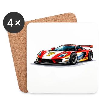 Graphismes de voitures de course de style vitesse - Dessous de verre (lot de 4) - blanc - Devant