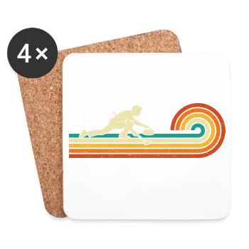 Retro Curler Sliding Curling Winter Sport - Coasters (set of 4) - white - Front