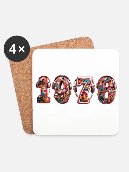 Vintage 1976 - Untersetzer (4er-Set) - Weiß