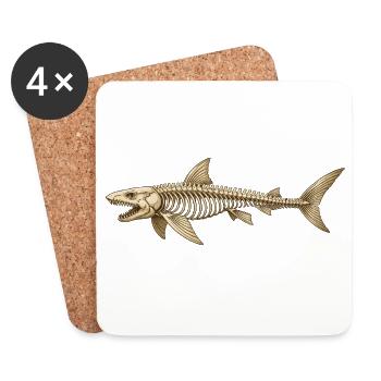 Angler Hai Skelett Fossil Ozean Motiv  - Untersetzer (4er-Set) - Weiß - Vorne