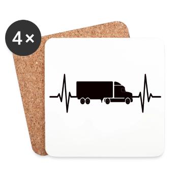 Truck Heartbeat Truck Driver Truck - Coasters (set of 4) - white - Front