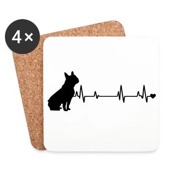 Chien - Dessous de verre (lot de 4) - blanc - Devant