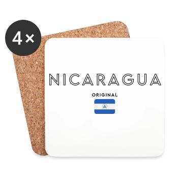 Drapeau nicaraguayen, design minimaliste élégant - Dessous de verre (lot de 4) - blanc - Devant