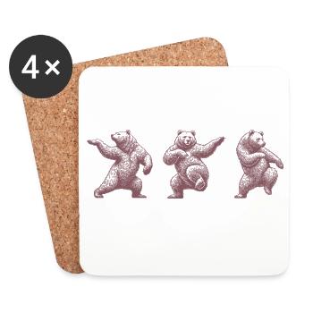 Dancing Bear Vintage Funny Design - Coasters (set of 4) - white - Front