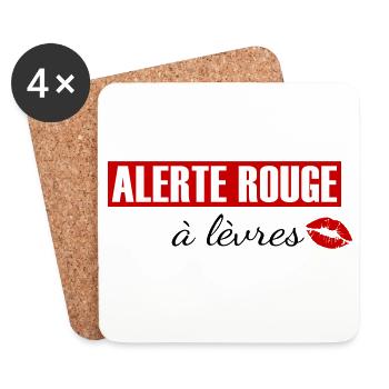 Alerte rouge à lèvres - Dessous de verre (lot de 4) - blanc - Devant