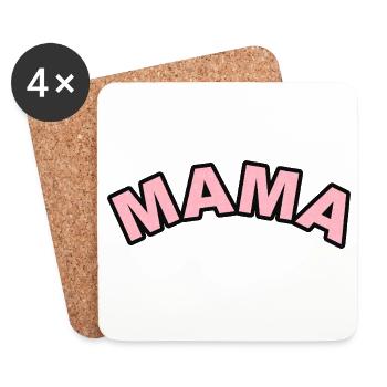 Mama Pink Floral Schriftzug - Untersetzer (4er-Set) - Weiß - Vorne