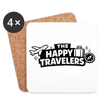 Voyageurs heureux : Avion, valise et boussole - Dessous de verre (lot de 4) - blanc - Devant
