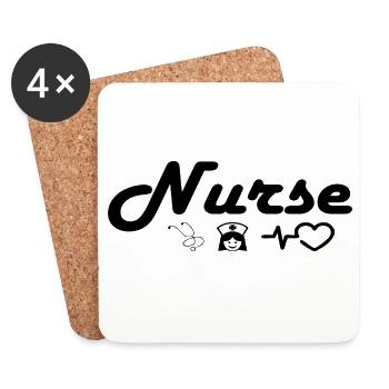 Nurse_Black - Coasters (set of 4) - white - Front