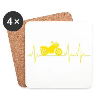 ECG du battement cardiaque de moto - Dessous de verre (lot de 4) - blanc - Devant