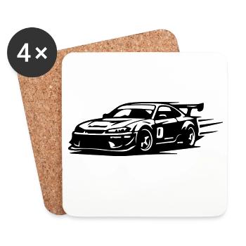 Car Racing Car - Coasters (set of 4) - white - Front