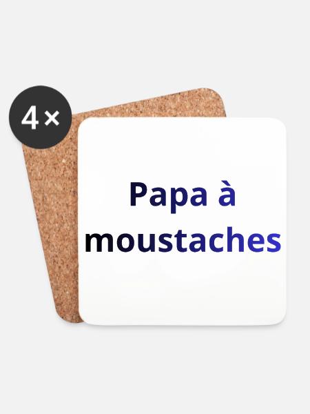 papa_moustaches - Dessous de verre (lot de 4) - blanc