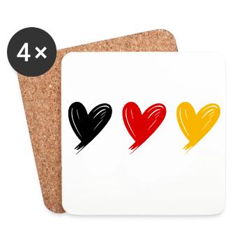 Deutschland Herzen - Untersetzer (4er-Set) - Weiß - Vorne