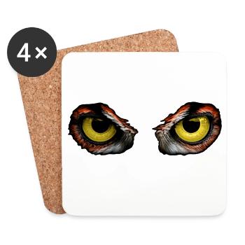 Regard d’hibou – Contraste jaune intense - Dessous de verre (lot de 4) - blanc - Devant