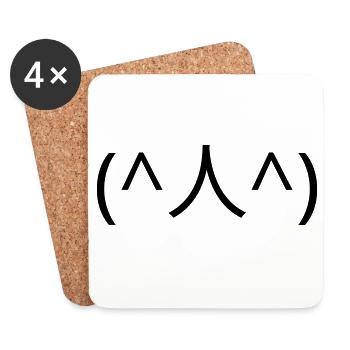 Bittendes Emote (^人^) danke Kaomoji - Untersetzer (4er-Set) - Weiß - Vorne