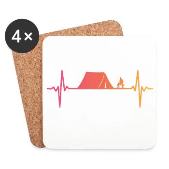 Camping Tent Sunset Heartbeat Tent - Coasters (set of 4) - white - Front