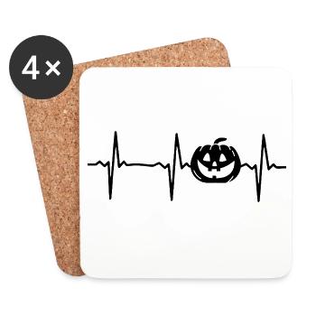 Halloween Pumpkin Halloween Heartbeat Pumpkin - Coasters (set of 4) - white - Front
