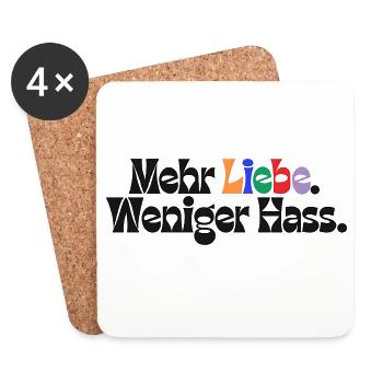 Mehr Liebe Weniger Hass outfit csd  Demokratie Fan - Untersetzer (4er-Set) - Weiß - Vorne