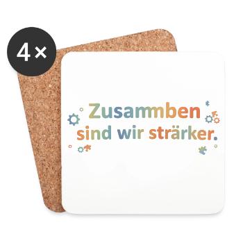 Zusammen Sind Wir Stärker Zusammenhalt T-Shirt - Untersetzer (4er-Set) - Weiß - Vorne