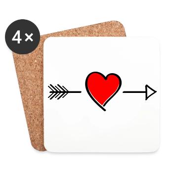 Heart contrast on black - Coasters (set of 4) - white - Front