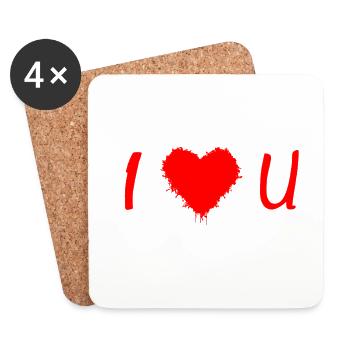 Love Graffiti Heart i LOVE YOU I Love You - Coasters (set of 4) - white - Front