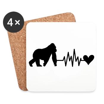 Cœur Battement de Singe - Dessous de verre (lot de 4) - blanc - Devant