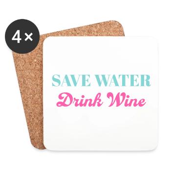 Save water drink wine - Coasters (set of 4) - white - Front