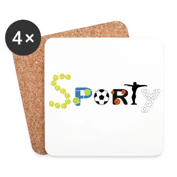 SPORTY - Sports Typography Design - Untersetzer (4er-Set) - Weiß - Vorne