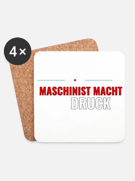 Maschinist macht Druck – Shirt fürs Nachwuchs‑Team - Untersetzer (4er-Set) - Weiß